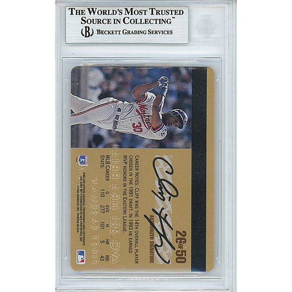 Cliff Floyd Expos Signed 1995 Studio Gold Baseball Card Beckett BAS Autographed - Picture 4 of 6